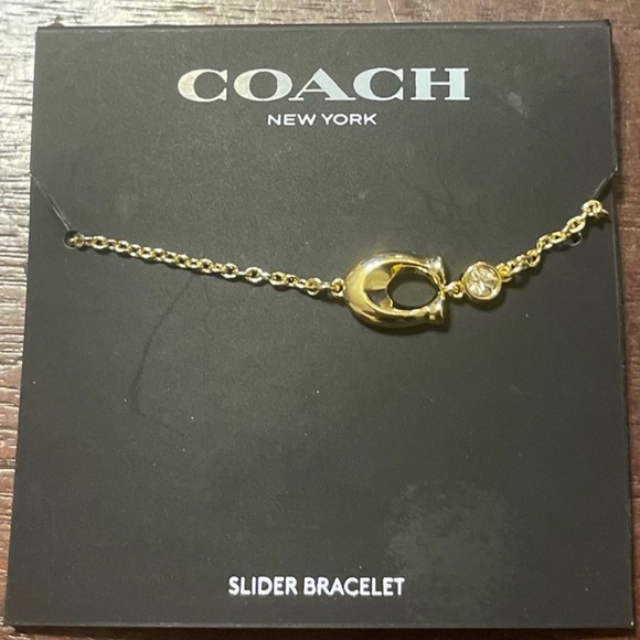 COACH SET Gold Signature “C” Earrings + Matching Slider Bracelet BRAND NEW - Picture 5 of 5